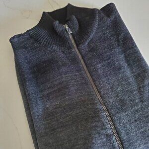 Calvin Klein Men's Zip-Front Merino Cardigan Sweater Black/Gray Size L
